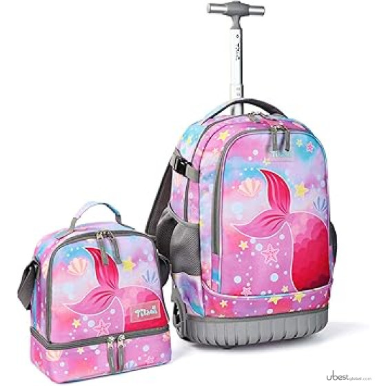 Tilami Rolling Backpack 19 inch with Lunch Bag Wheeled Laptop Backpack, Alpaca