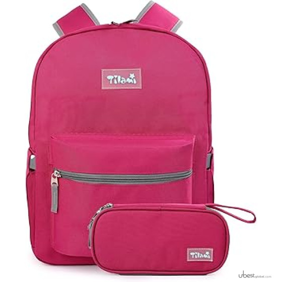 Tilami 20L Basic Backpack,17 inch Laptop Backpack for Travel,Water Resistant Bookbag,Plum Red