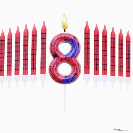 Printed decorative number candle set