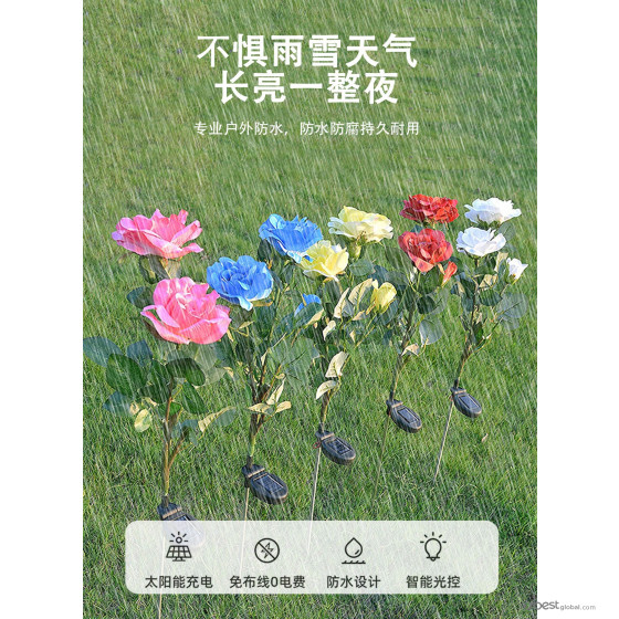 Solar garden light LED rose lamp coloured lawn light